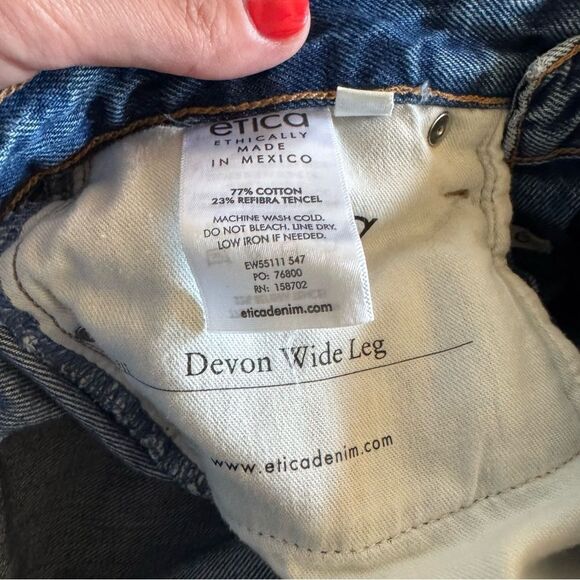 Etica Wide Leg Devon Jean sz 25 - Picture 7 of 8